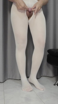 Sissykanisa's Lingerie Collection Ep17: White Open Crotch Pantyhose