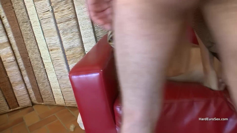 Hard Euro sex: Tall and sexy blonde in skimpy outfit takes a double...