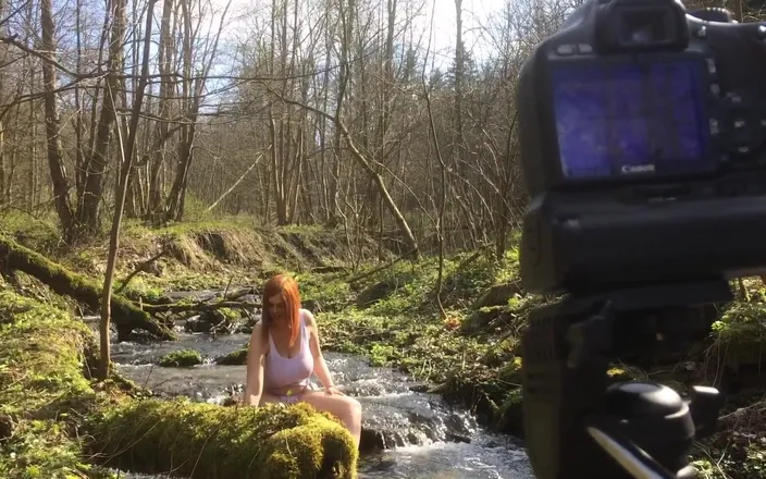 My Boobs: Behind scene from shooting huge tits redhead Alexsis Faye outddor...
