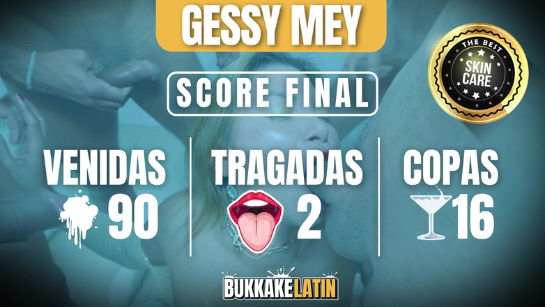 Bukkake Latin: 颜射拉丁语 - Gessy Mey 熟女拉丁裔首次亮相，接受并享受升牛奶。