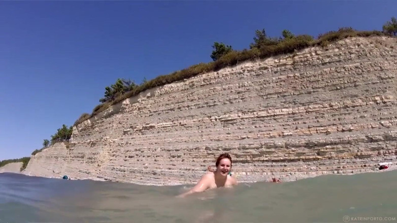 Katrin Porto: Nude BBW playing in the sea