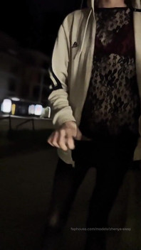 Crossdresser in Public Place Jerking off Cock