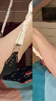 Trans Lilly Sophie jugando con sus grandes tetas y su follada dura y lindo culo hasta que se corre en cabestante