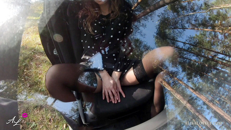 Alisa Lovely: Une petite amie vêtue de bas suce une bite et...