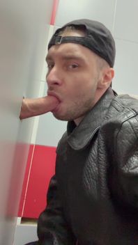 Scally Chav Boy in Leather Jacket Try Glory Hole in the First Time
