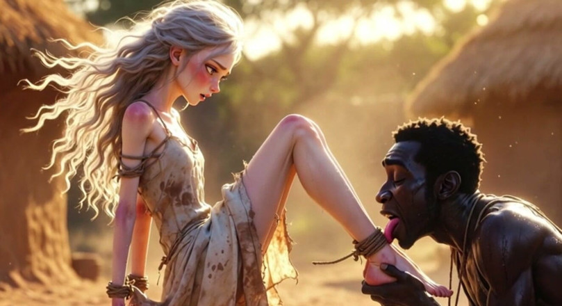 YOUR BEST FANTASY: White Woman in Bondage - African Man Passionate Foot Licking