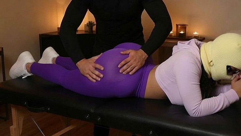 Animate golden: Petite Ass on a Stretcher Receiving Intense Massage