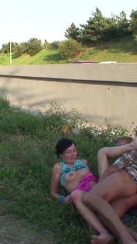 Nasty outdoor sex - old horny fucks teen silly girl Misha Dull (aka. Michaela Stankova) outdoors