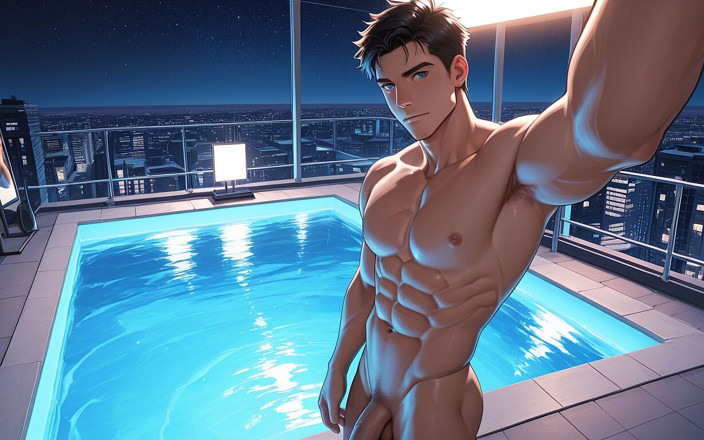 LustMen: Shredded Gym Guy Nude Erect Dick Mirror Selfie in Infinity...