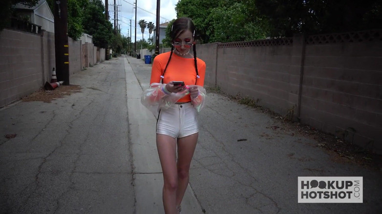 Hookup Hotshot: Skinny pigtail teen Carmen Rae gets banged hard by hookup...