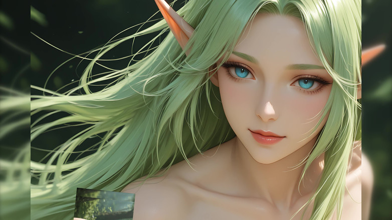 LustRender: Lustrender Pokaz slajdów: Piękna naga elf kobieta płynąca włosami - Ai...