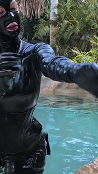 Worship Your Rubber Goddess by the Pool