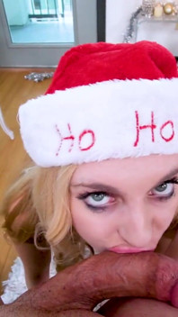 Slim blonde teen Casey Ballerini xmas costume POV blowjob and cum swallow