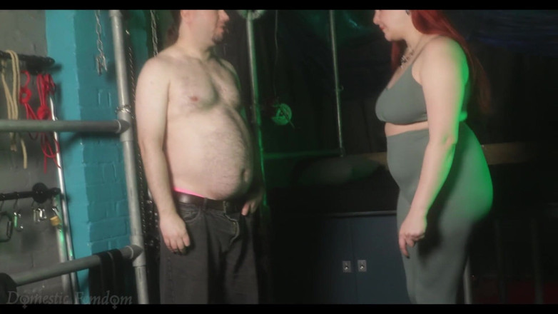 Domestic femdom: Divine Domino Destroys Pink Panty Weakling