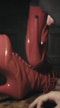 Shiny Red High Heeled Boot Submission (crawl Across My Desk and Lick My Boots)
