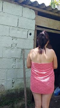 Shower Doesn't Work, Married Woman Asks Farm Caretaker for Help Using Just a Towel and Pays with Sex
