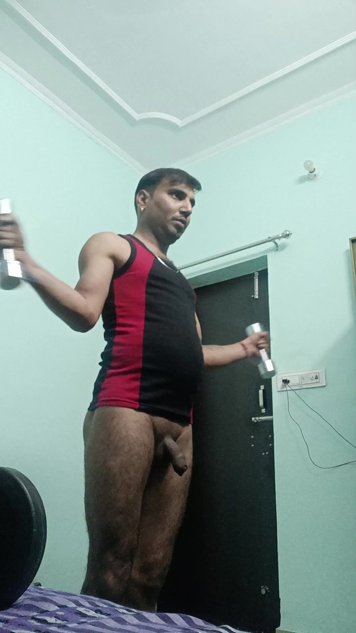 Rajasthani-old-lover: Indian Desi Man Enjoy Nude Exercise and Masterbation Show with...