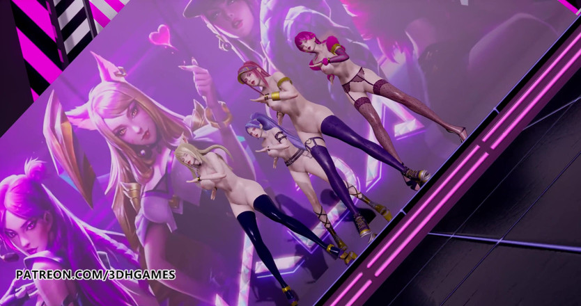3D-Hentai Games: Black Pink - Как тебе нравится, что обнаженный танец, Ахри, Акали, Эвелин, Кайса, 3D эротический танец