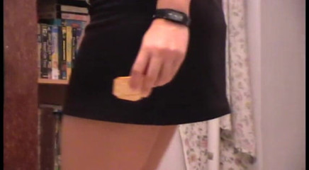 Foot Girls: Blonde trampling food while home alone