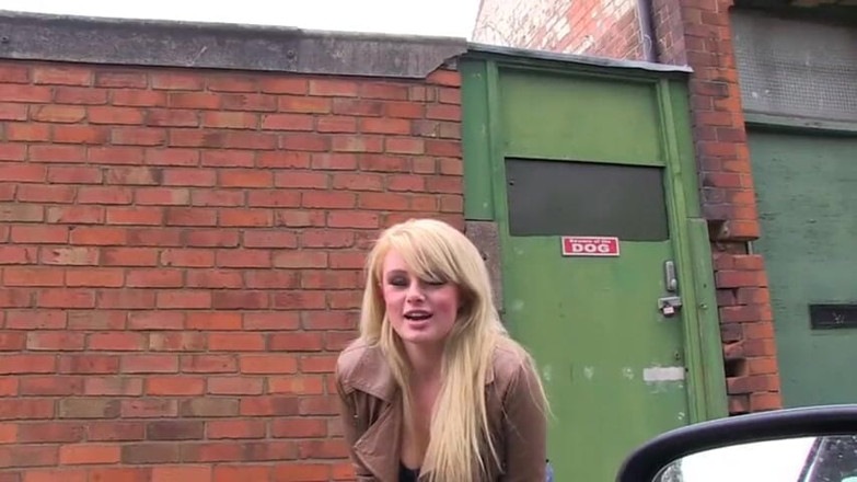 Toy Sluts: Blonde babe masturbating in car and pissing outdoors