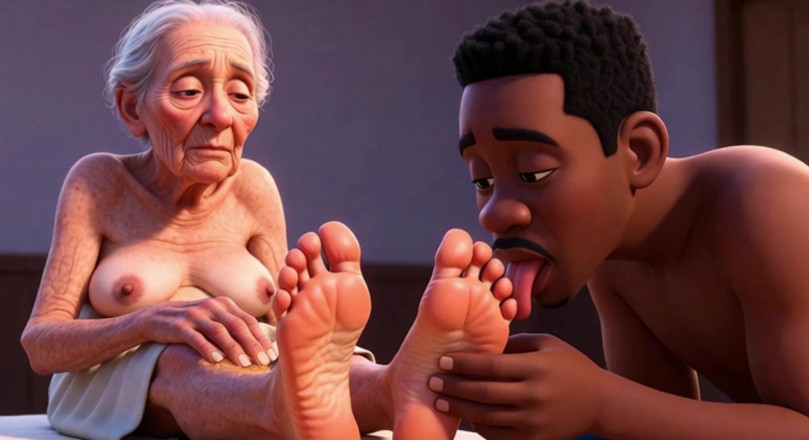 Anime Hentai: Elderly Granny Getting Feet Oiled &amp; Licked - Sole Licking Pleasure