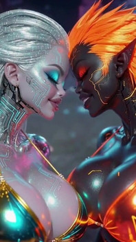 Güzel uzaylılar güzel müzikte öpüşüyor, ai animasyon