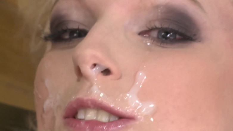 Double Trouble: Stockinged blonde gets double penetrated and facialized