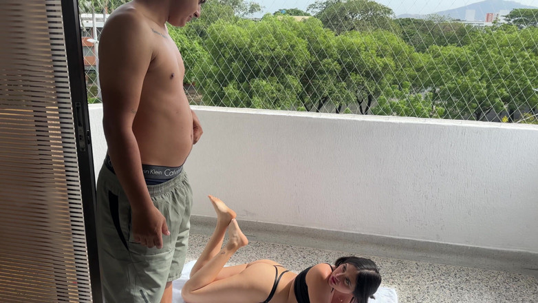ManuelaAlvarez: My Hot Stepsister Tanning Almost Naked on the Balcony and...