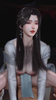 3D cute asian babe żona ubrana w uroczą sukienkę zerżnięta
