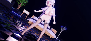 MikuMotion: [mmd] óculos fracos de Eevee tentam seda preta peitos grandes balançam...