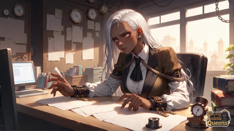 Ebony Anime Queens: Sultry Ebony Conformity and Darkly Sweet Office Domination!