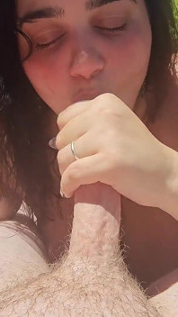 Found a Latina MILF Sunbathing and Had to Cum on Her Tits