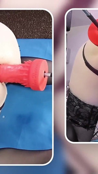 Big Dildo Anal Masturbation on the Fucking Machine