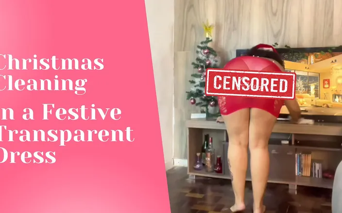 Cutiepiie Chubby: BBW Christmas Cleaning in a Festive Transparent Dress