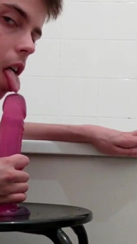 Ftm Sits on 8 Inch Dildo