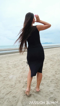 Sexy Tight Black Dress and Beauty Chill