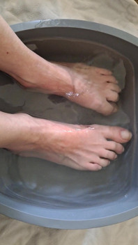 Simp to My Veiny Feet Soaking in a Foot Bath