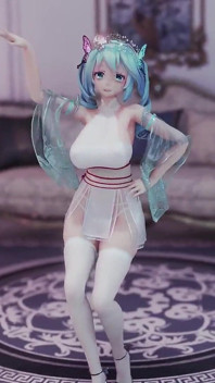 [mmd] 初音 (g)i-dle - Queencard Queen; Fetish Uniforms; Striptease; Busty; Jiggle