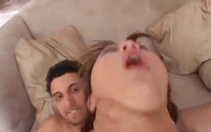 3 Bangers: Two huge cocks fill up the mouth and pussy on...