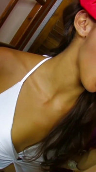 Tanned teen with small tits gets pussy and ass fucked deeply