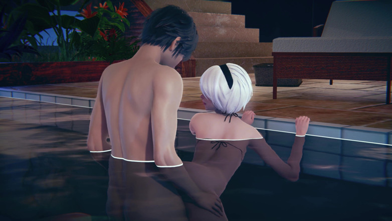 Waifu club 3D: 2B se la follan a lo perrito en la piscina