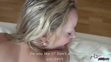 POV Bitch: Blonde slut came for sweet creampie and leave