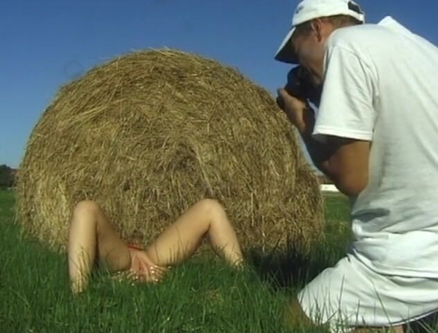 Gazongas: Outdoors bts photo shooting with busty brunette
