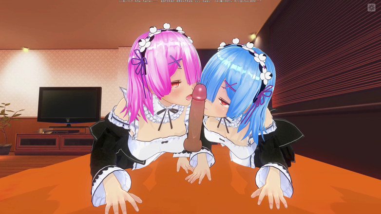 H3DC: 3D HENTAI EM PRIMEIRO PLANO. Ram e Rem chupam seu...