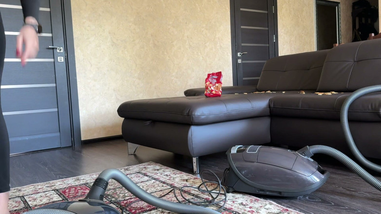 Hottie goddess: Miele Vacuum Fetish: Cleaning a Filthy Leather Sofa