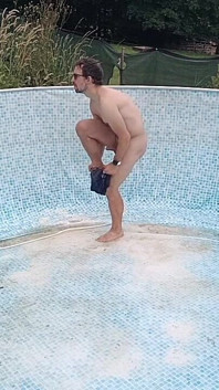 Naked in the Garden: Dirty Handjob in the Pool