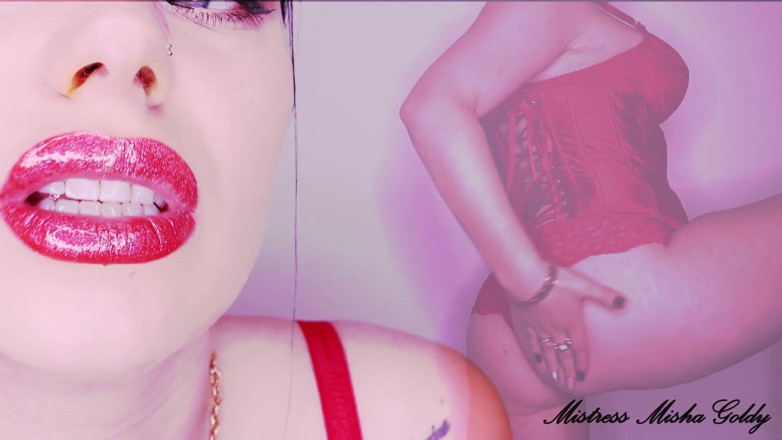 Goddess Misha Goldy: Red shiny fantasy over my mesmerizing lips and my sexy...