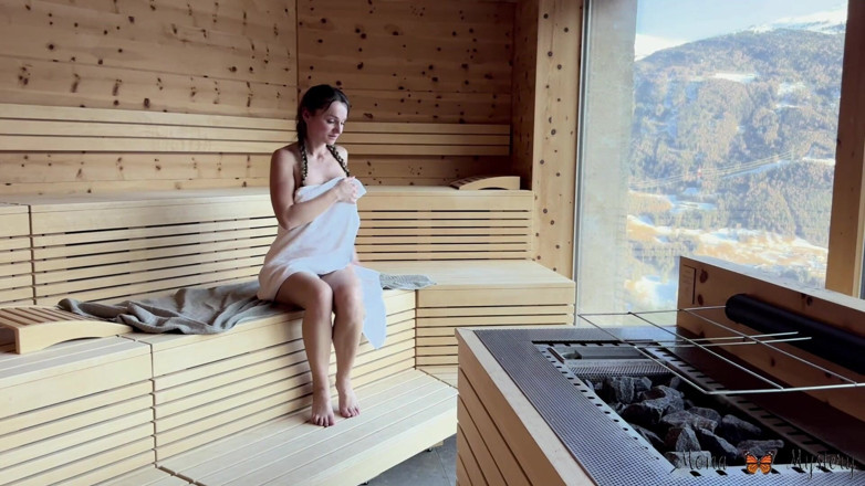 MonaMystery: Teen Gets Caught in the Public Sauna!