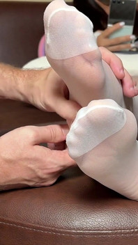Nylon Foot Massage Pantyhose Mistress