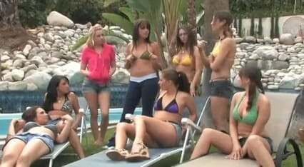 Thot Factory: College amateur girls licking pussy during pool party